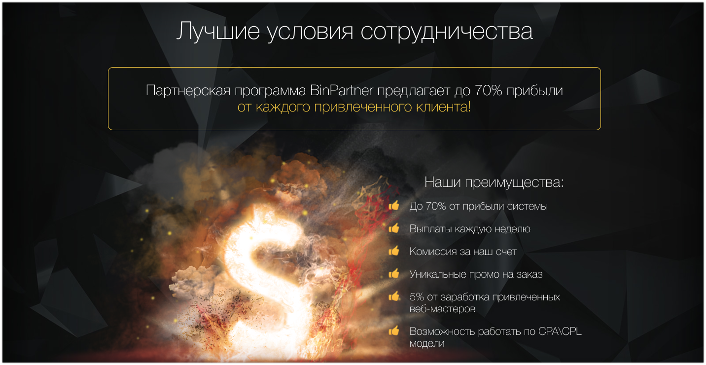 BinPartner - Партнерская программа торговой платформы Binomo
